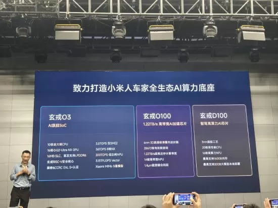 小米发布三款玄戒自研芯片，覆盖AI手机、高带宽计算与智驾领域  新浪科技讯 8月24日下午消息，小米召开玄戒芯片技术沟通会，正式发布三款玄戒芯片：AI 旗舰 SoC 玄戒O3、1.22TB/s 高带宽 AI 加速芯片玄戒O100，以及智驾高算力 AI 芯片玄戒D100。此次三芯齐发，标志着玄戒已突破单一手机芯片设计的业务边界，成为支撑小米人车家全生态的AI算力底座。 其中，玄戒O3 是小米自主研发设计的第二款高端旗舰 SoC，延续了 3nm 工艺制程，晶 [date
